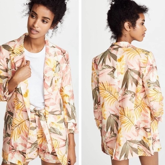 NWT Joie Kishina B Linen Blazer In Dusty Nude Sz 2